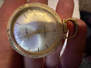 Vintage Sheffield Shock-Resistant Gold-Tone Pocket Watch works